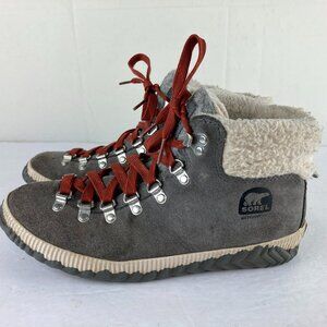 Sorel Out N About Plus Conquest Womens 8.5 Waterproof Gray Suede Ankle Boots